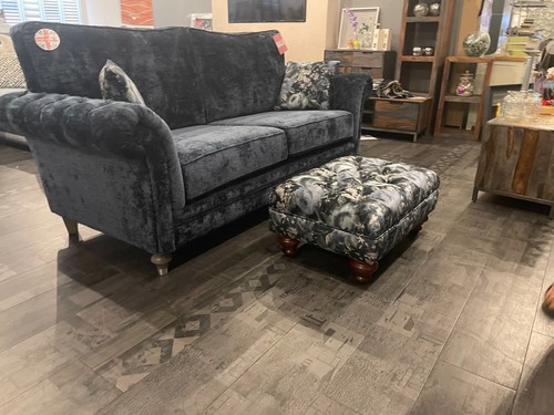 Large blue velvet sofa - blue, –
