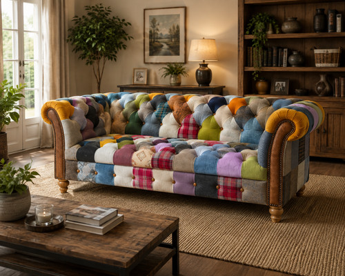 Vintage patchwork wool sofa - vintage,