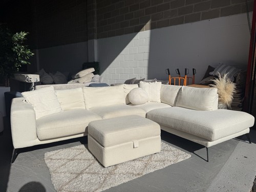 Dfs boucle beige corner sofa - corner,