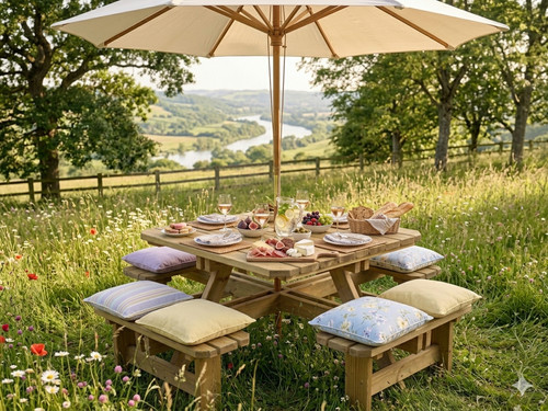 Solid wood square picnic table - square,